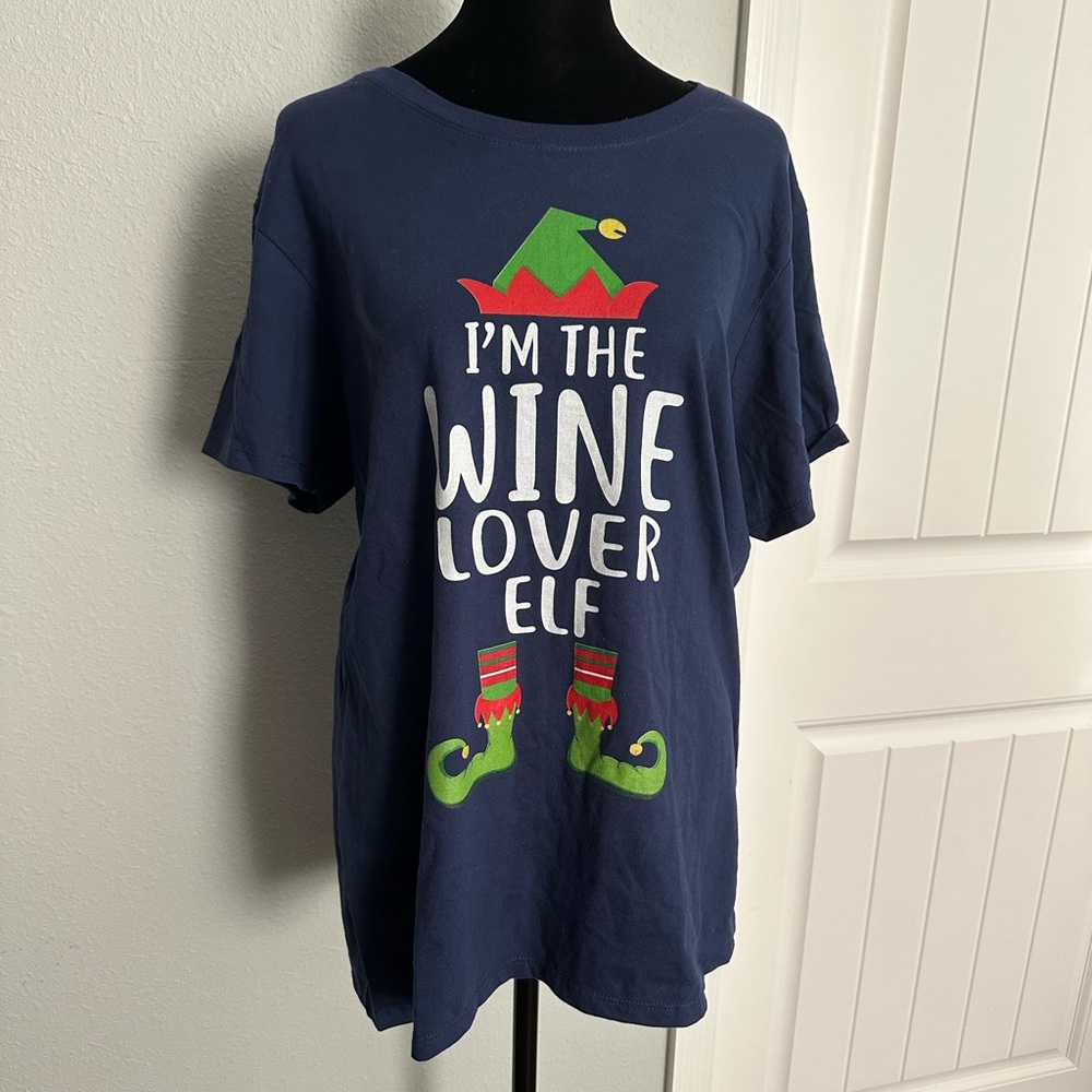 I’m the Wine Lover Elf size XL shirt.